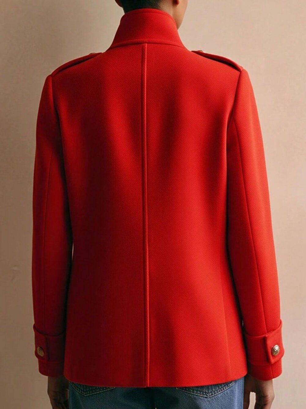 Red Casual Women's Jacket - Picture 2 of 3